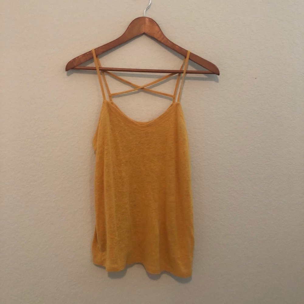 Mustard yellow tank top with cute cross back